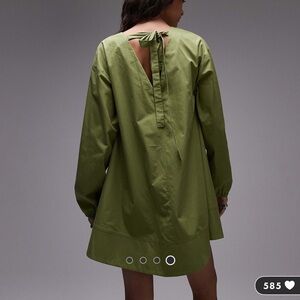 Topshop Olive Green Long Sleeve Dress